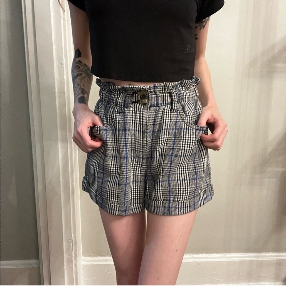Plaid High-Waisted Women Shorts 00 XXS